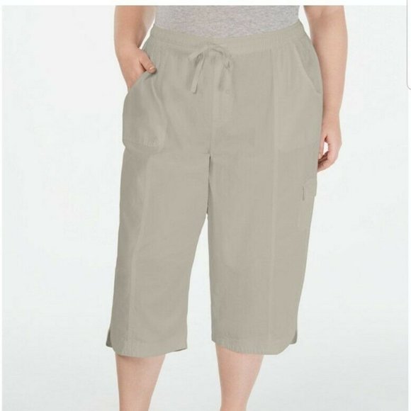 drawstring cargo capris